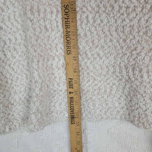 Yet Again ivory and tan loose knit chunky nubby crew neck sweater cozy beachy M - Picture 5 of 9